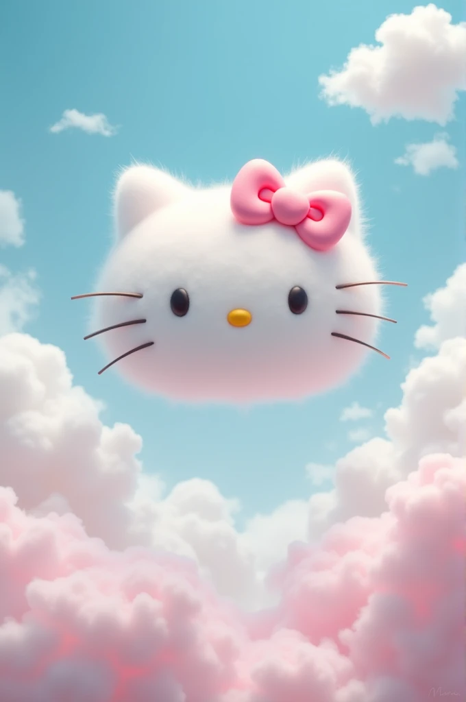 A sky with a hello kitty cloud