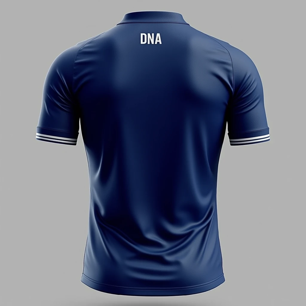 Navy blue sports jersey with a DNA on the back