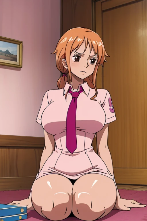 Big chest, chest, whole body,Thighs,A slight blush,A slight blush, valley,Big chest, nurse,masterpiece, Highest quality, Attention to detail, Very detailed,Marshmallow-like chest,Pinkish white skin,Chewy skin,Pink Lips,Very detailedなCGイラスト,Tie your hair,ass pov, lure,Charm,Scrounge,Being spoiled,looking at the camera,sit,照れている