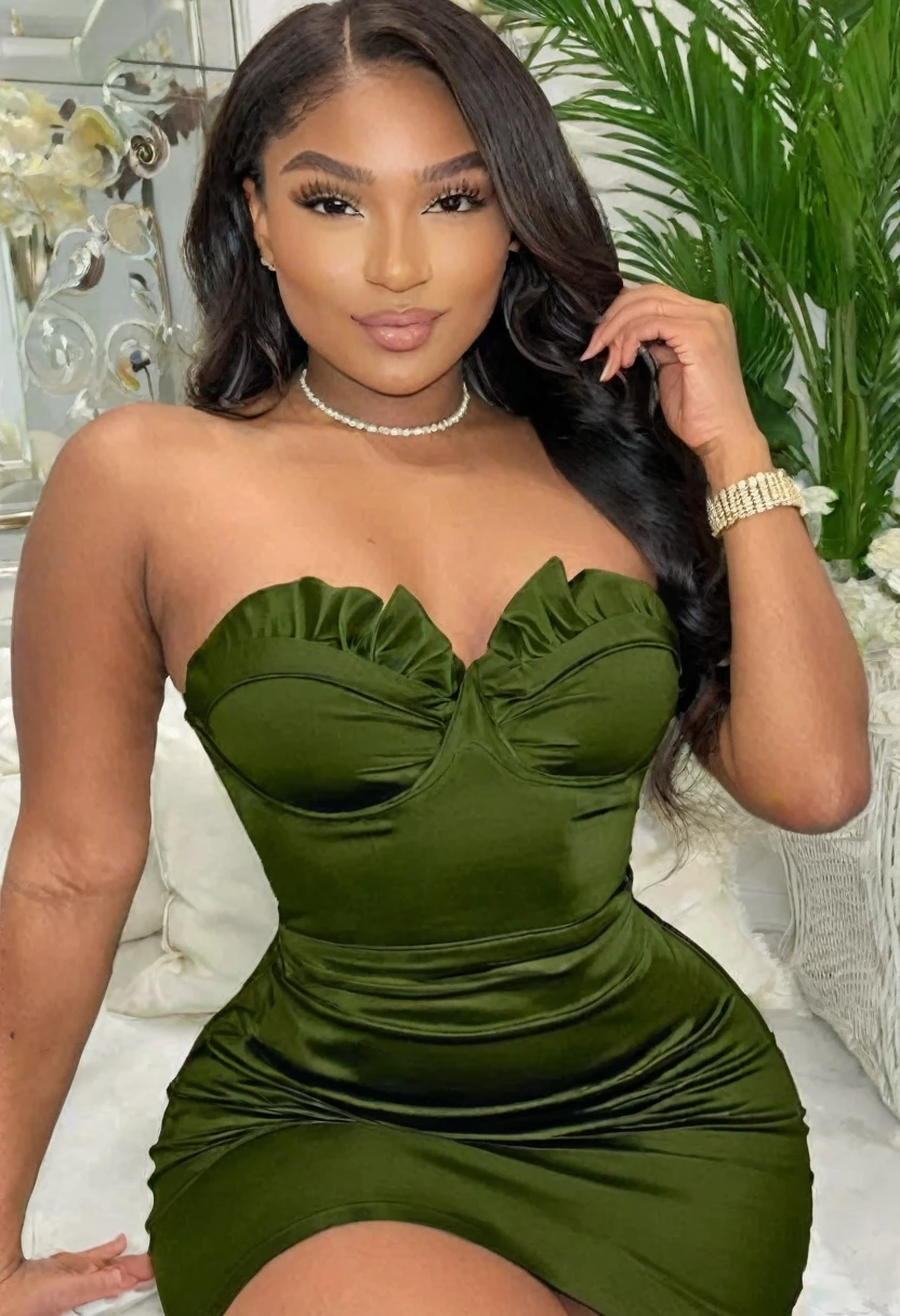 ((high quality:1.2)), (8k), extremely detailed, ((High detail:1.2)), ((best resolution:1.4)), Solo, ((HotLexi 24 years old Angolan female)), ((tight short dress strapless)), BREAK, (((perfect hourglass hot body))), (((square and defined face of an extremely perfect and beautiful model))), 