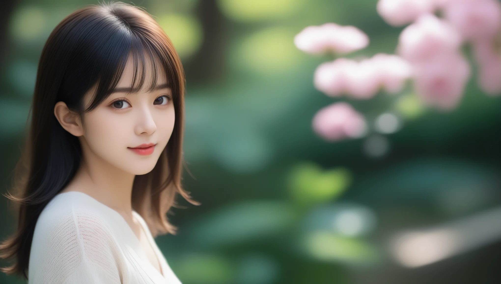 8k, Ultra-high resolution, Highest quality, masterpiece, 三分割法によるphotograph,Surreal, photograph, 1 Girl, (:1.3), pretty girl, Cute Face, 細部までBeautiful Eyes, 細かくdetailedに,masterpiece,One Girl:1.2,Japanese women,Young Wife,upper body,smile,Black hair,Bowl cut,(Summer knitwear:1.3),wood々Inside,Mountain trail,Summer sunshine,wood漏れ日,(Beautiful attention to detail),Subtle details, detailedな顔, smile,Attractive girl,(のポートレートphotograph:1.4),(Photorealistic images:1.4),Fantasy art,(Beautiful Face:1.4),Beautiful and attractive eyes、Beautiful Eyes、(Tight waist:1.4)、(Beautiful with perfect body proportions:1.4),Pink Lips,Looking at the audience,(((Ideal body type))),A-cup small breasts :2,、Portraiture:2、Perfect Anatomy、鮮明なdetailed、detailed,Fashion magazine cover,Thin lips,完璧でBeautiful Face ,完璧でCute Face, Skin with attention to detail, Perfect limbs、Narrow waist,Surreal,Light and shadow,dappled sunlight