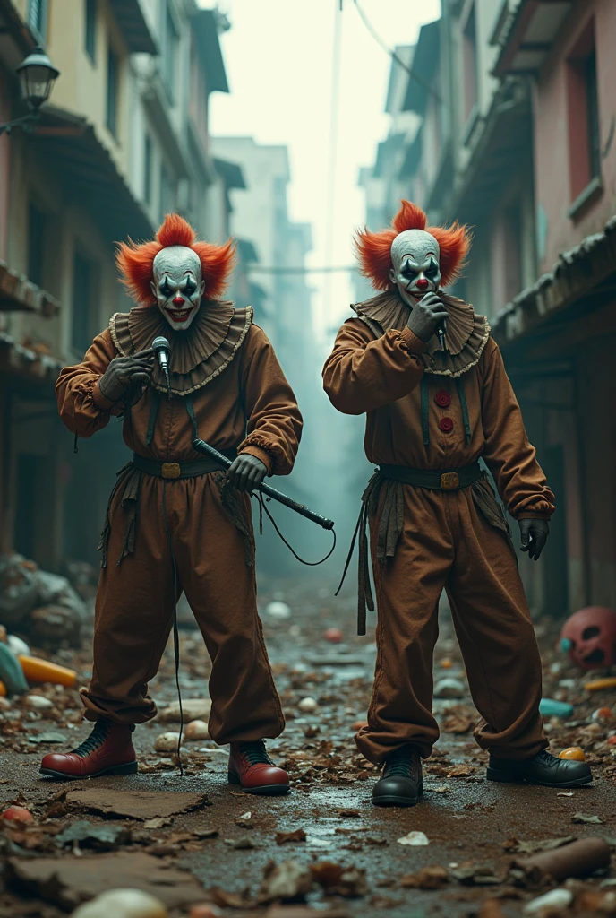 killer clowns with a microphone in the favela