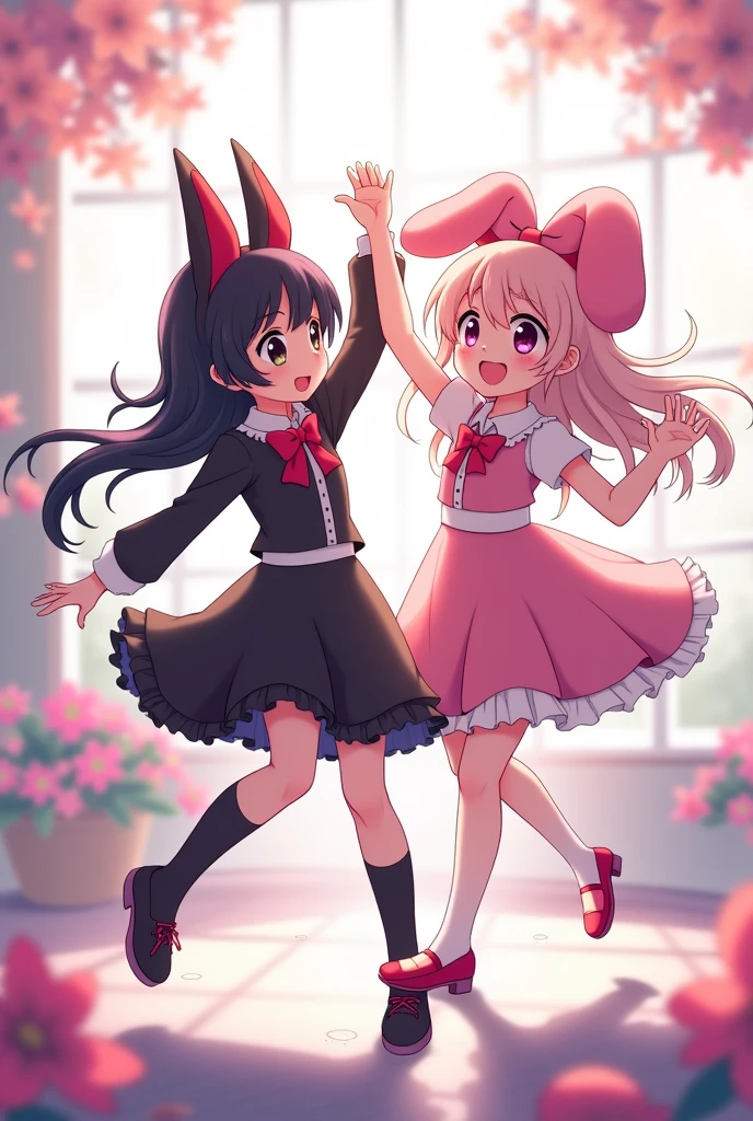 Kuromi and My Melody dancing with eachother