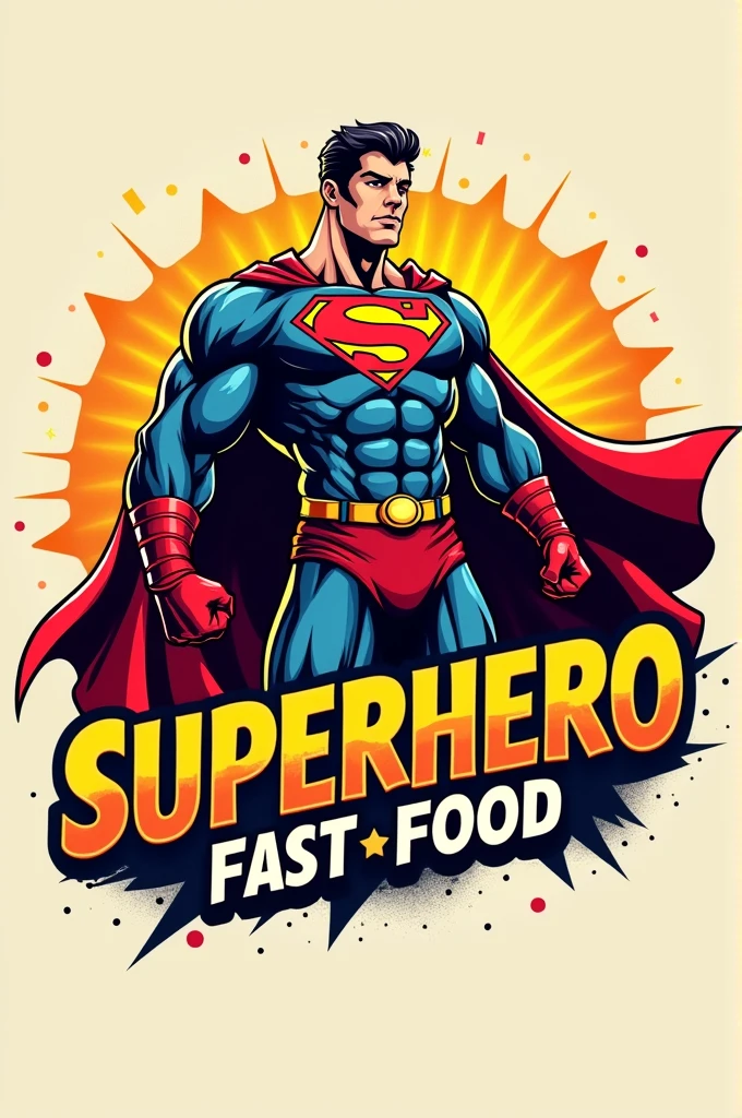 Design me a logo for a superhero-themed fast food company 