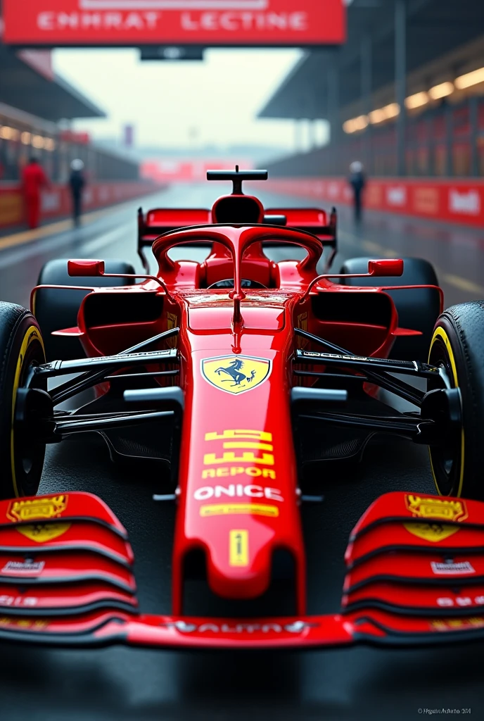 a ferrari formula 1 car design that involves a lot of red and yellow 