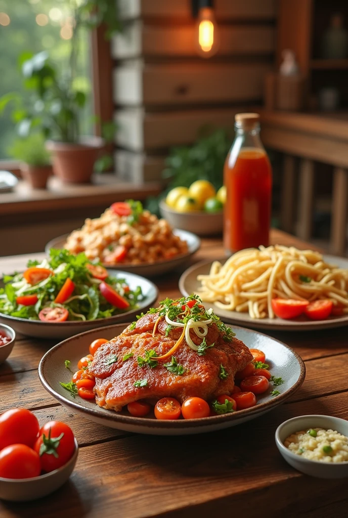 Generate an image to promote my restaurant named Dii's homemade food, use eye-catching elements