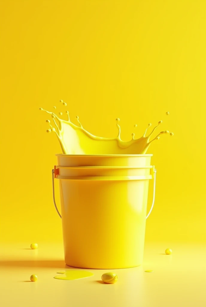 A yellow bucket of yellow paint