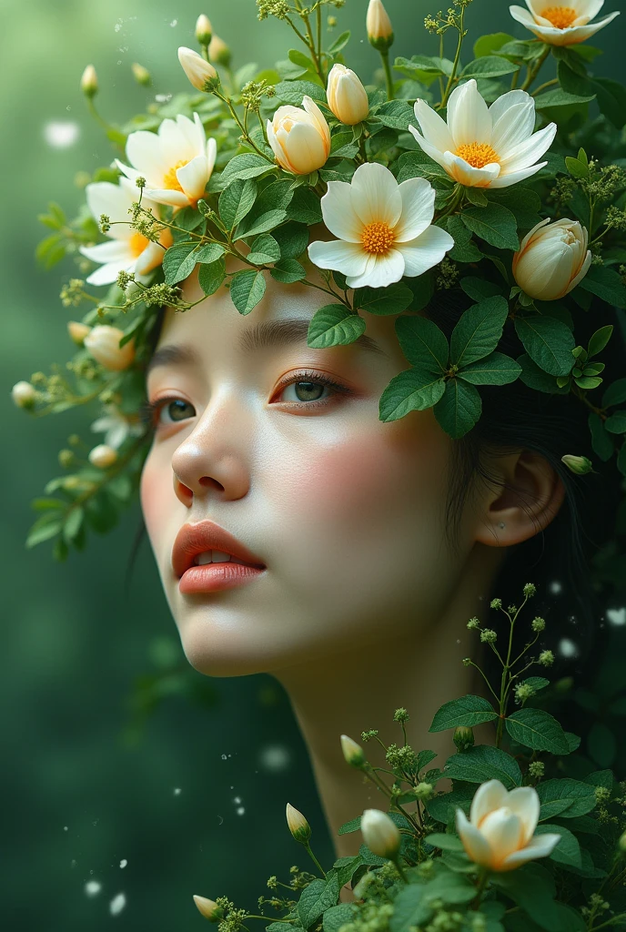 Woman's face created with nature