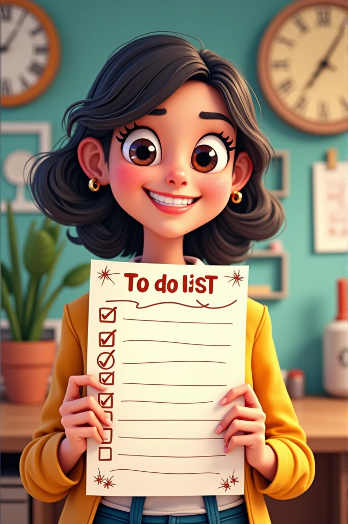cartoon woman with a to-do list