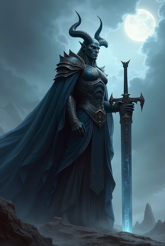 a male dark elf king, with sword Frostmourne