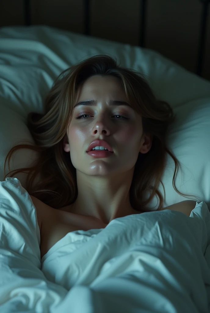 (photorealism:1.2), beautiful woman in bed asking for help because she is being inseminated while crying
