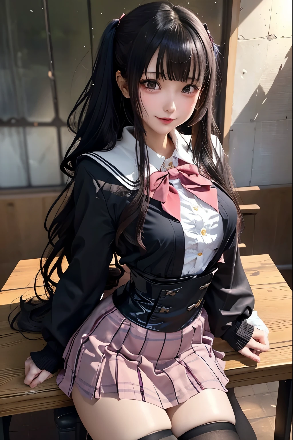 high school girlブレザー、high school girl、Red checked skirt、JK Style、Jacket、smile、garter、Knee socks、Panty stocking、Otherworldly beauty、Extraordinarily cute、boredom、unusual beauty、Dark black eyeshadow、sorrow、Good skin glow、Long Hair Straight Hair、Dark Gothic Makeup、暗いsmile、Beautiful woman、Stained Glass Background、On the table、Best Quality、5 reference books、Sweat glistens on my chest、Sweat glistens on my face、Thigh sweat、sweating、Black frill East size Regular size、Dark pink hair、Age 22 years old、Sweat sticks to my thighs、I sweat a lot and get sticky。、My thighs are sticky and shiny、Sweating on thighs and chest、Small breasts、Slightly slim、I sweat all over my body、play the piano、Sit down and play an instrument、legs are thin、Two people、Lesbian couple、Hugging a girl、My female friend has a super cute face、My female friend has a very beautiful face、Do lesbian play、Super smooth straight hair、