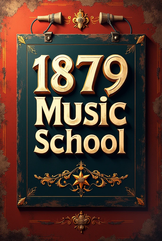 Art posters with texts, Aesthetically pleasing contrasts are layered on the background., The dawn of a new era in image generation, Insert texts into image, (texts:"1879 Music School") word, Poster with texts, /( Have you tried 1879 Music School yet?? /) personality, 