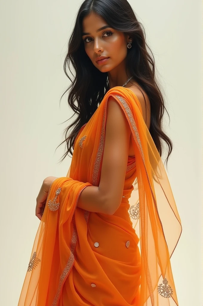((best quality)), ((masterpiece)), (detailed), Beautiful indian woman, thin saree,