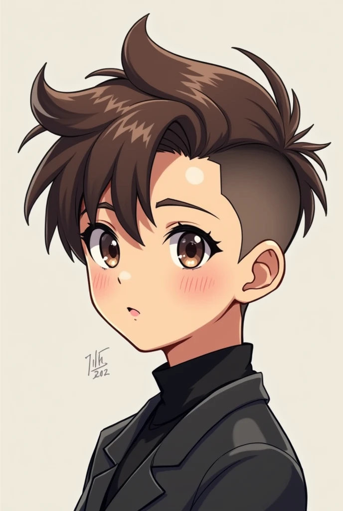 Anime boy under cut hair brown