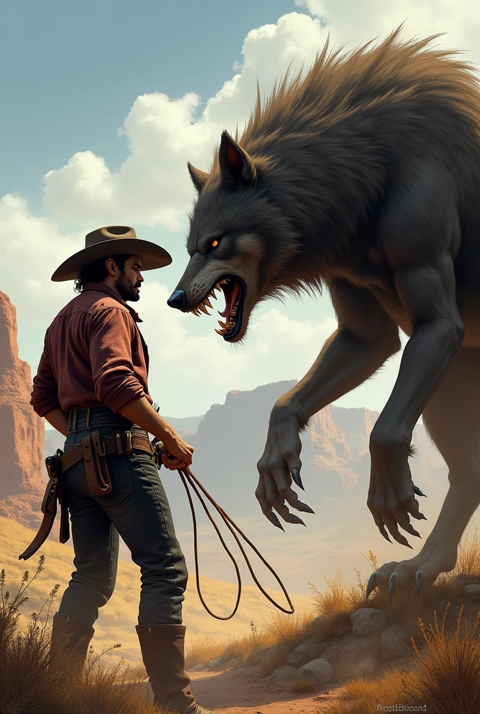 The cowboy knew he was in danger, but something inside him kept him from running. He grabbed the lasso, hoping to at least scare the creature. When he threw the lasso, the werewolf turned to him, showing his fangs. Joaquim felt a chill down his spine, but stood firm, pulling the lasso with all his might.