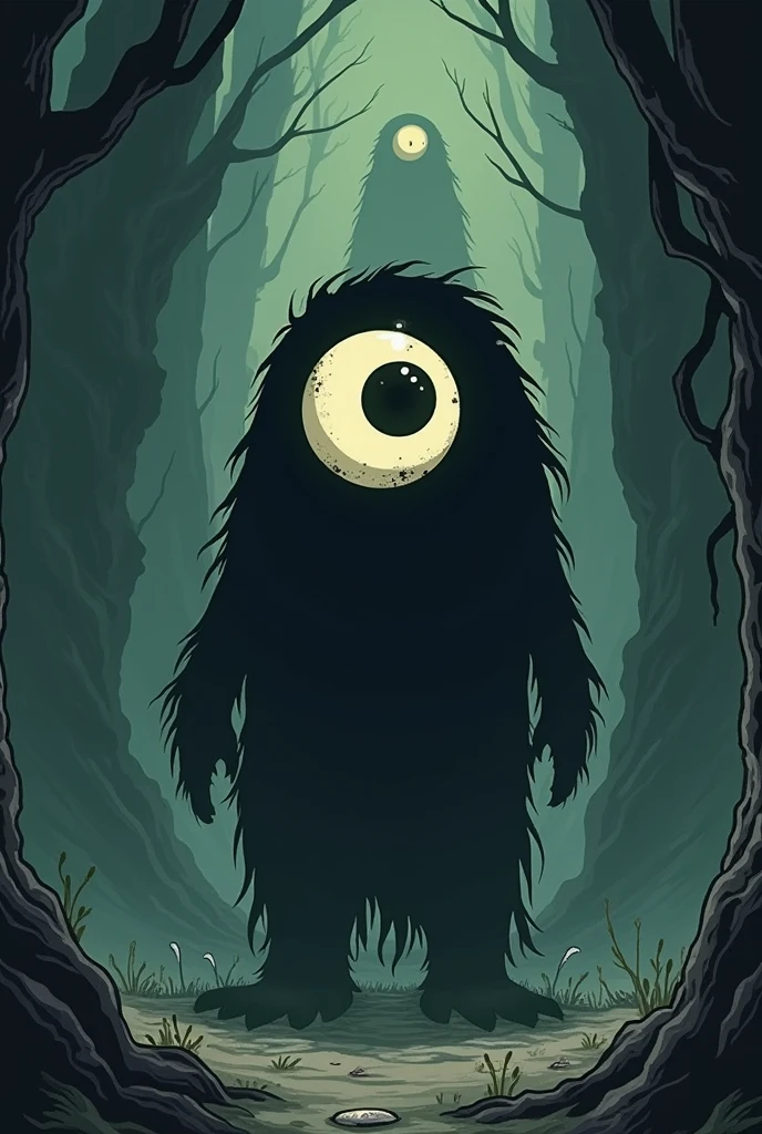 Lovecraftian horror comic with a single eye. The monster's form is simple