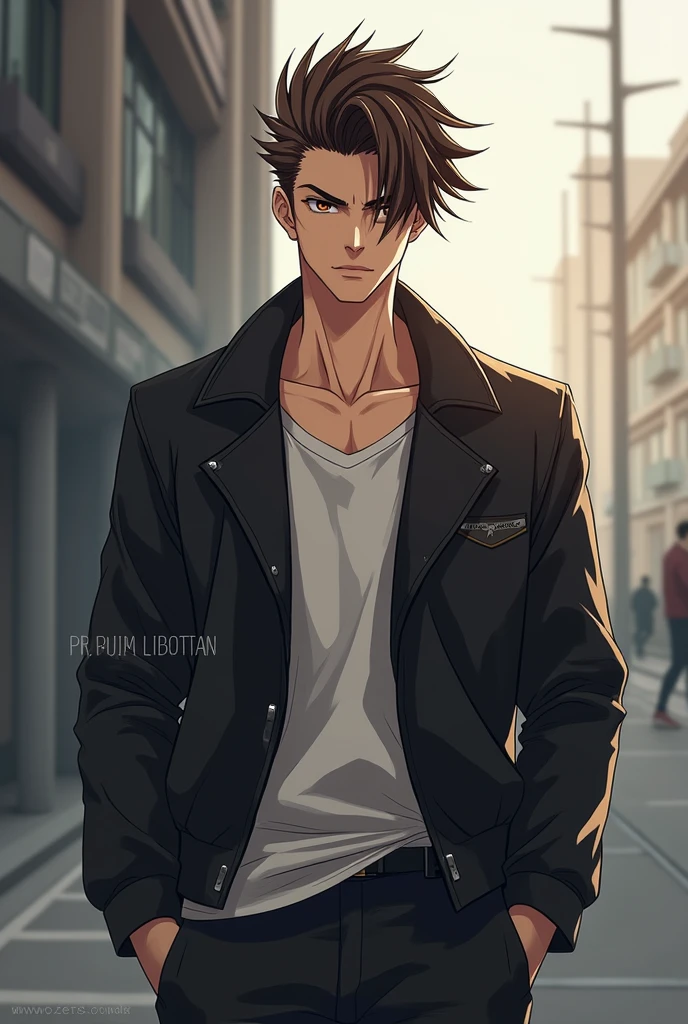 Anime cool boy under cut hair brown