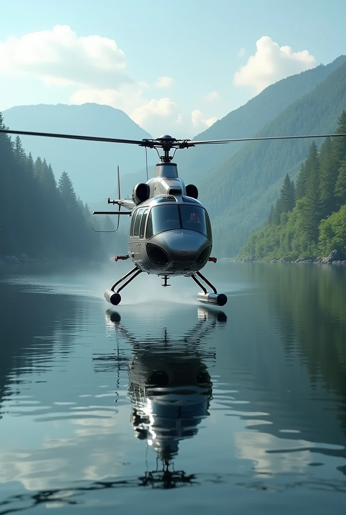 Helicopter landing in river bay Healey area