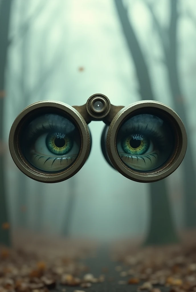 To create an image by viewing through binoculars, imagine the following scenario:

1. **binoculars**: Position the binoculars in the center of the image. Show details like the large lenses and the metal or plastic frame around them.

2. **Visão Através do binoculars**: Inside the binocular lenses, draw moving eyes. With the idea of someone looking through him 3. **Surrounding Context**: In the background of the image, there may be a slight blur or a neutral background to highlight the binoculars and the scene they are showing.

4. **Additional Detail**: To give a realistic touch, add subtle lens flare and some shading around the binoculars. 