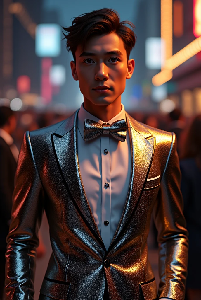Shiny suit and bowtie