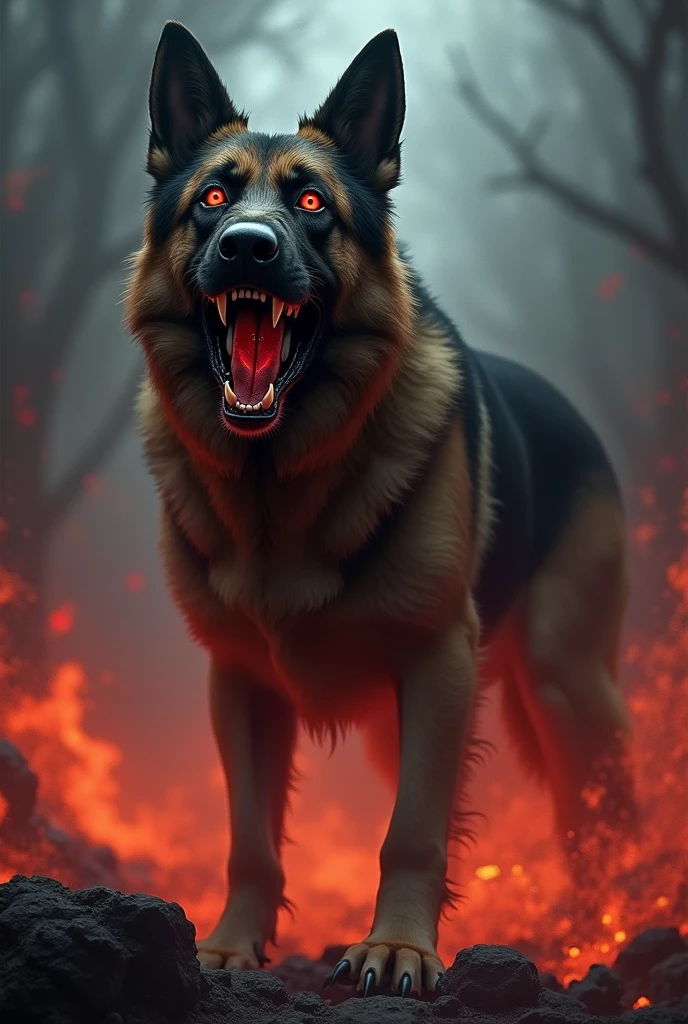 create a hellish German Shepherd
