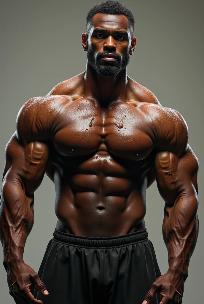 shirtless muscular black bodybuilder