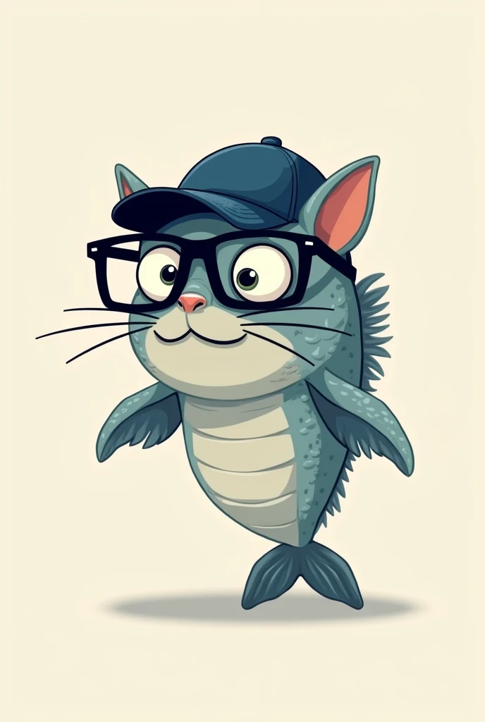 A catfish with glasses and a cap