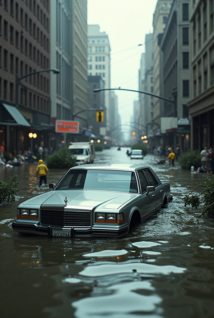 A car trapped in a flood that occurred in New York City