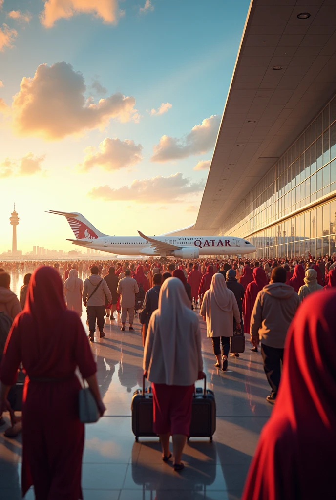Create a TRAVEL ad for Qatar for the 2026 World Cup, focusing on air travel.