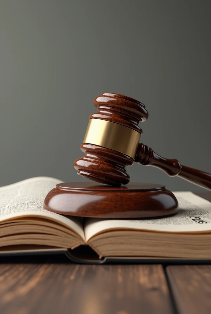 A gavel of a criminal judge
sitting on a book that says law