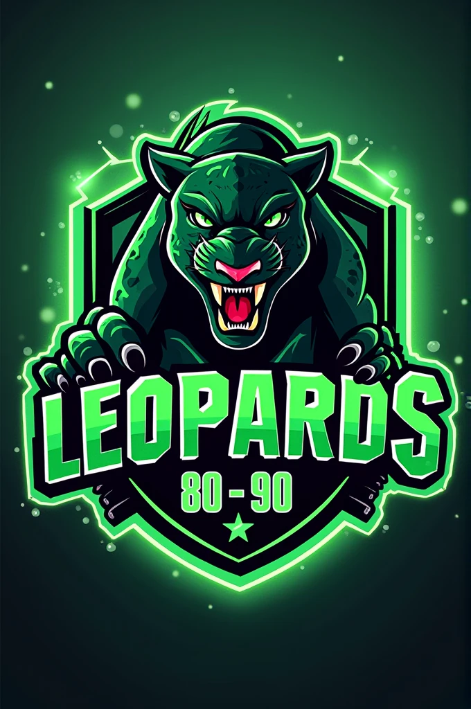 Create a football logo in Spanish with the inscription CLUB DEPORTIVO LEOPARDOS 80 - 90, Let it be in Spanish with original colors and the letters in green, Leopards in Spanish and I in English