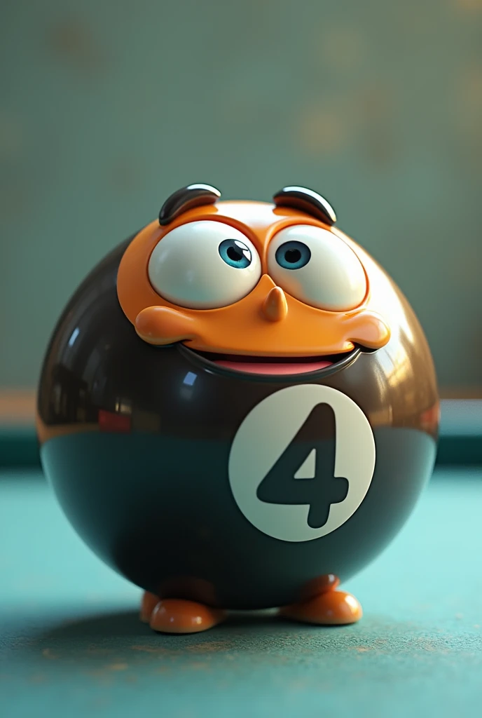 Number 4 billiard ball with an Object Show character face