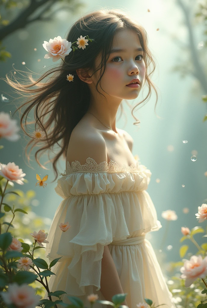 (8k, RAW photo, best quality, masterpiece: 1.2), (realistic, photorealistic photo: 1.37), professional lighting, photon mapping, radiosity, korean doll, park, white summer dress, good fingers, good eyes