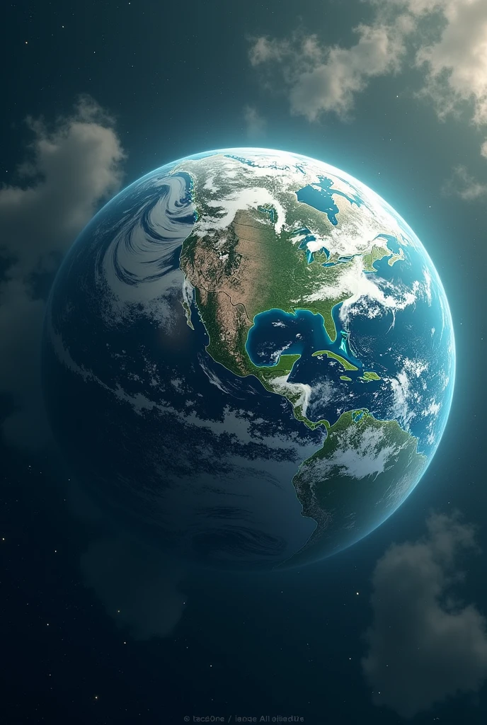 Create an Earth planet where half of the water is gray from being so polluted, and the other half is still drinkable and blue.