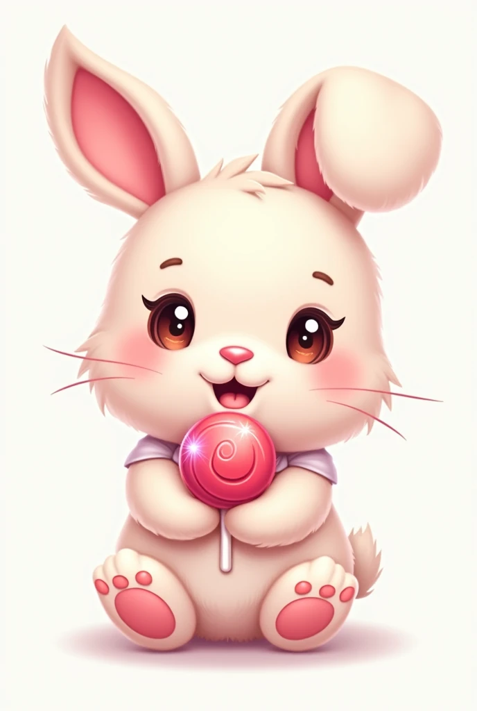 rabbit with lollipop for sweet logo