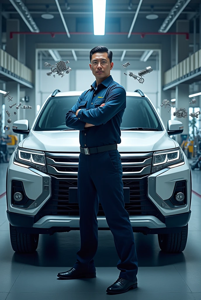 Create an advertising image for Suzuki that conveys technical knowledge and experience.