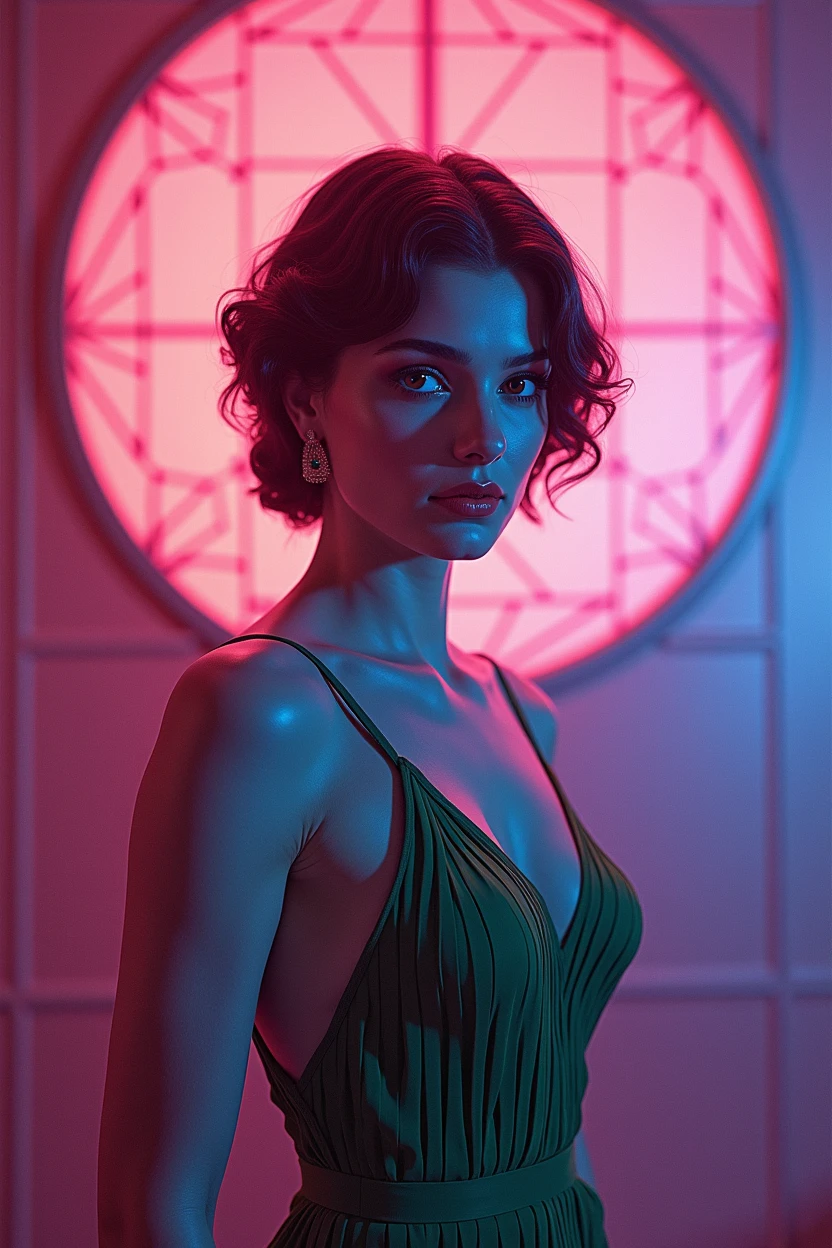 1girl,1920s woman,green dress,cubist,dark,cinematic portrait,geometric art deco painting,minimal,intricate details,dramatic lighting,high contrast,moody,chiaroscuro,elegant,striking pose,distinctive features,(best quality,4k,8k,highres,masterpiece:1.2),ultra-detailed,(realistic,photorealistic,photo-realistic:1.37),HDR,UHD,studio lighting,ultra-fine painting,sharp focus,physically-based rendering,extreme detail description,professional,vivid colors,bokeh