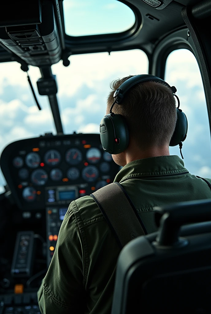 Mi 17 Helicopter cockpits pilot looking back