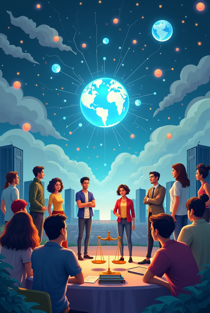 Create a drawing for my children's book about: internet: Whose land?