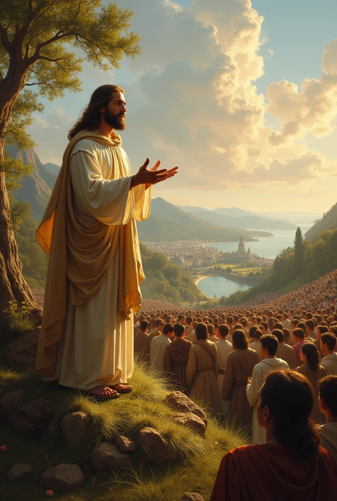 Jesus teaching in the Sermon on the Mount,