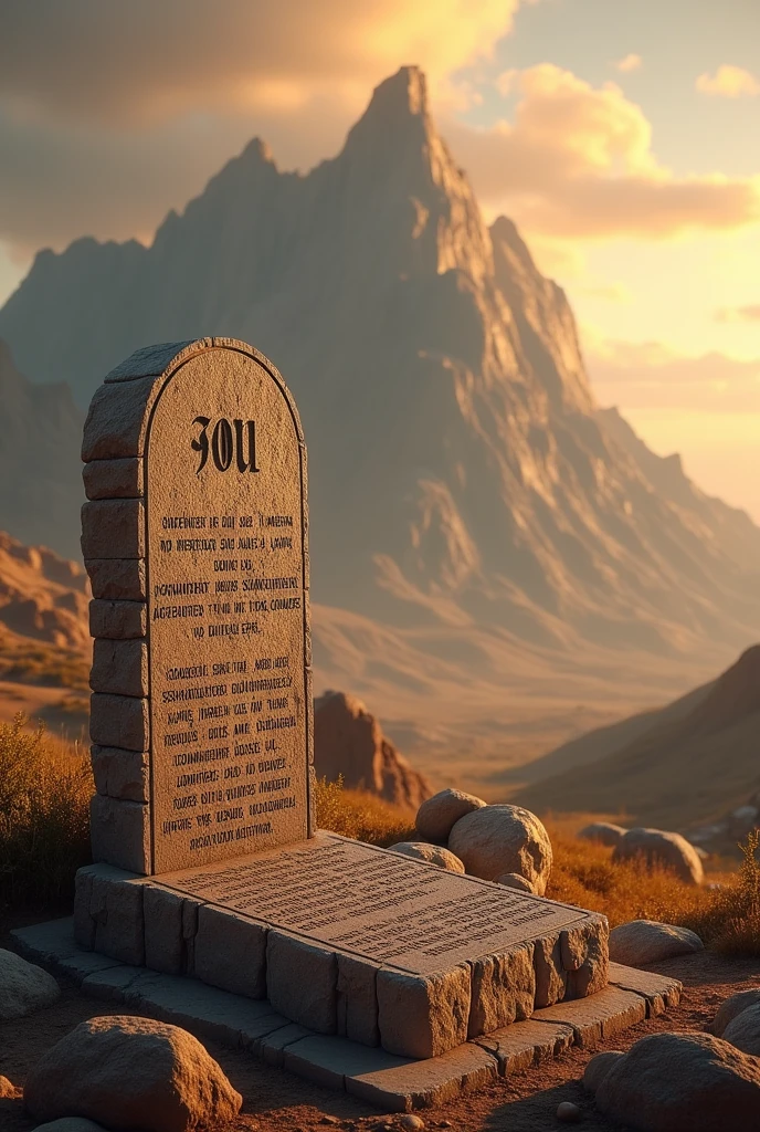 Mount Horeb in the background with the Ten Commandments plaques