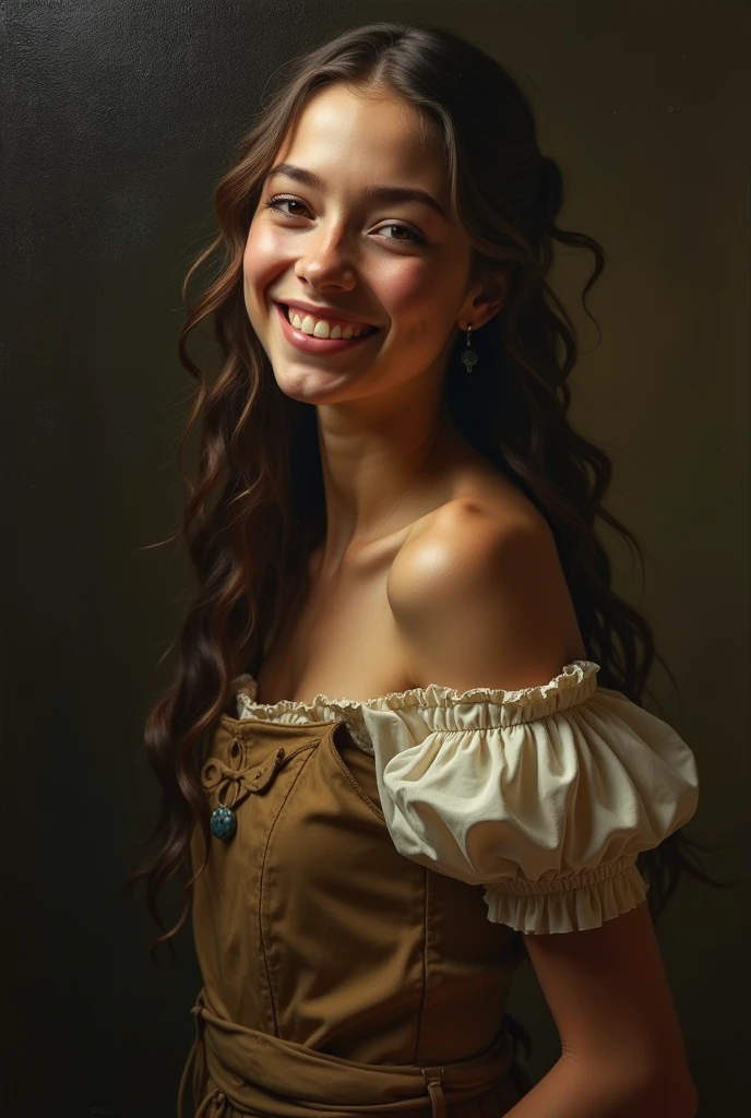 Style by Style Style Crypt Award winner, Spectacular oil painting of a beautiful medieval peasant girl, yo, (seductive expression:1.2), erotic espression, an ominous, evil, (Backlight:1.3), Digital Painting, concept art, Smooth, Sharp focus, Three-part method, Dark fantasy,Intricate details, art：Alexis Briclot, Medium Shot, (Shallow depth of field:1.3), grin seductively, She is in sexual climax. erotic, sexy, seductive, moistskin, hyper detailed skin texture, 