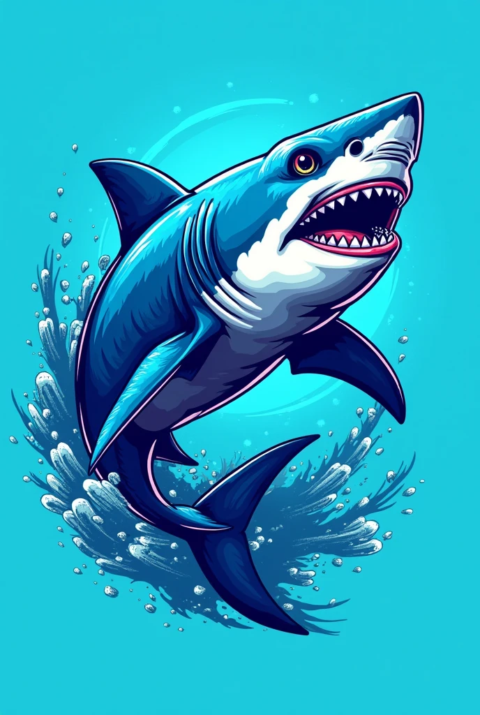 Create a blue t-shirt with a light or dark blue shark. 