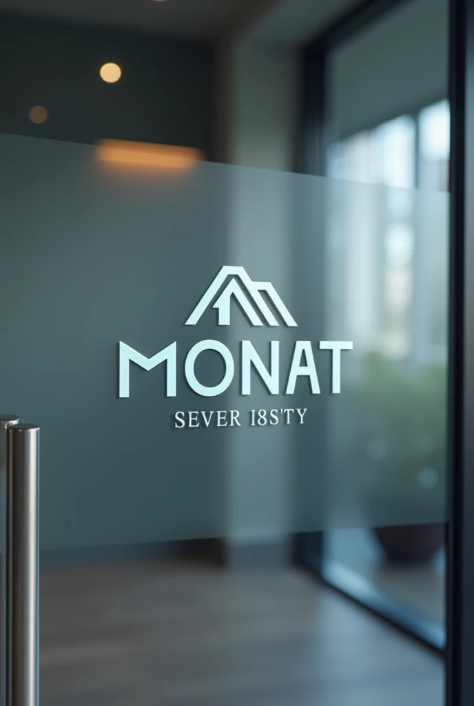 A logo for a security company named MONAT, but to put on a glass door