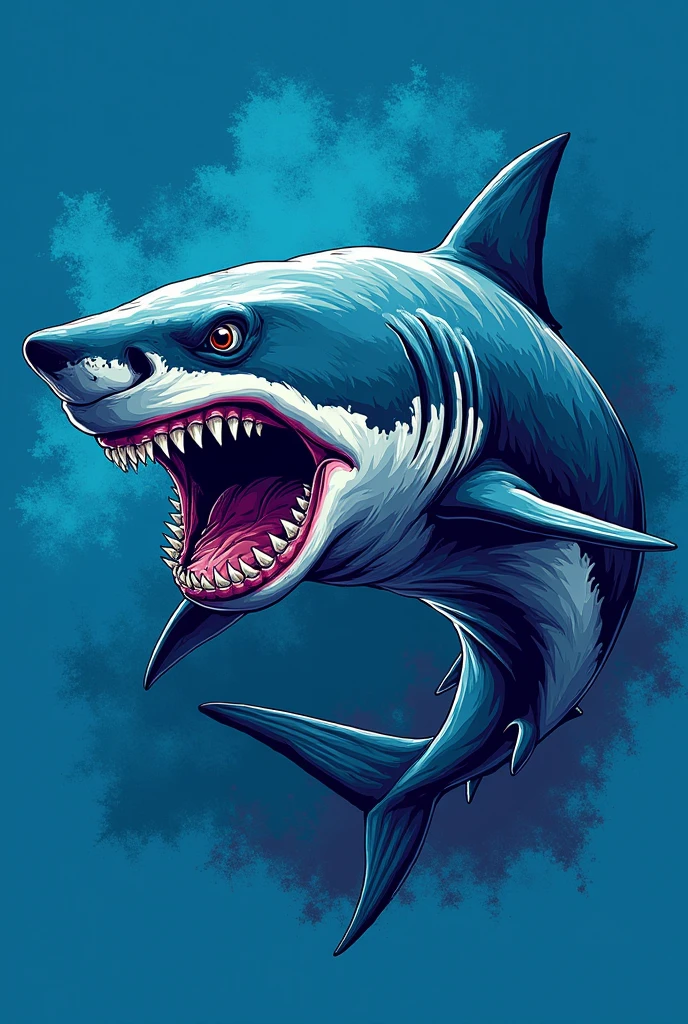 create a BLUE T-SHIRT with a shark design