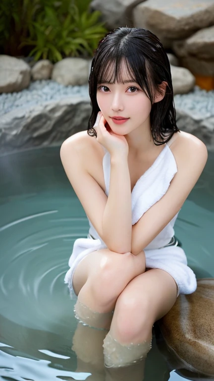 (masterpiece), (best quality:1.4), absurdres, [:intricate details:0.2], 1girl, (naked towel), (geyser, onsen:1.2), moist skin, (fog:1.2), mist, shiny skin, glossy skin, (partially submerged in the onsen:1.2), (wet hair:1.2), mist, wet, moisture,