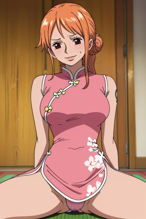 Big chest, chest, whole body,Thighs,A slight blush,A slight blush, valley,Big chest, cheongsam dress ,masterpiece, Highest quality, Attention to detail, Very detailed,Marshmallow-like chest,Pinkish white skin,Chewy skin,Pink Lips,Very detailedなCGイラスト,Tie your hair,ass pov, lure,Charm,Scrounge,Being spoiled,looking at the camera,sit,照れている, shy smile, sweaty, burn, spread your legs