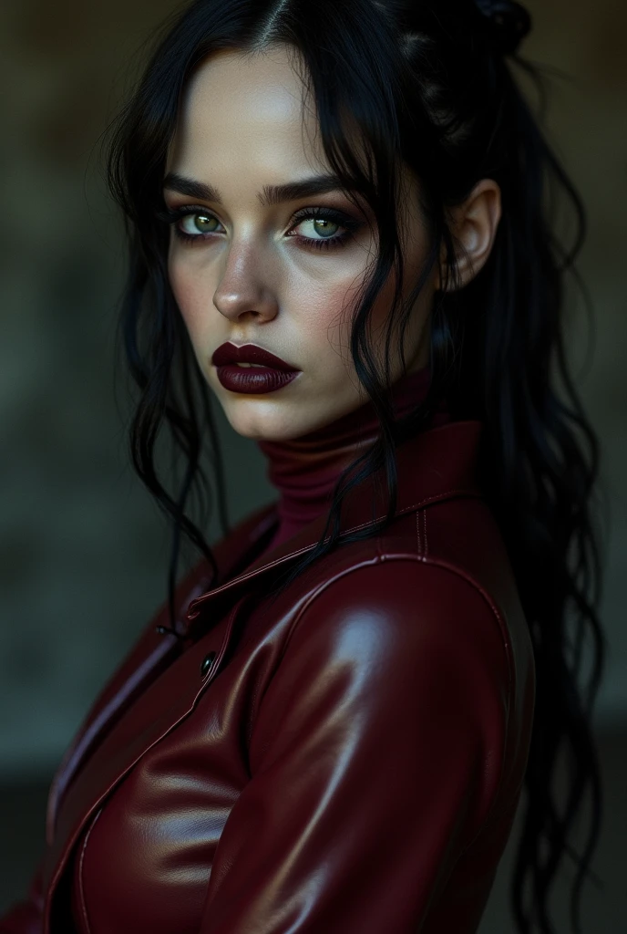 Alice Glass Aesthethic 2023 goth glossy Bondage Burgondy leather