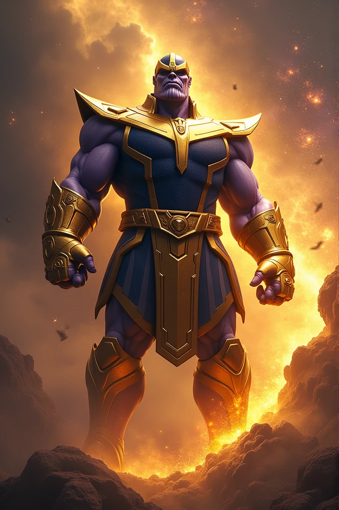 Number 3 inspired by Thanos, Golden with Thanos gauntlet details